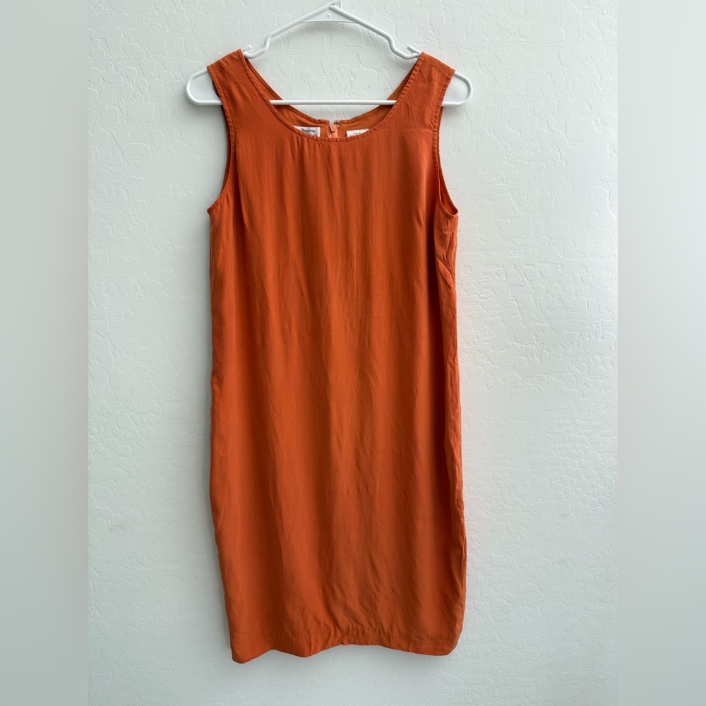 Vintage Liz Claiborne Vibrant Orange Mini Dress cocktail dress 100% Silk size 6